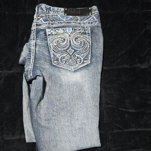 Premier Light Blue Boot Cut Jeans with Embellished Pockets